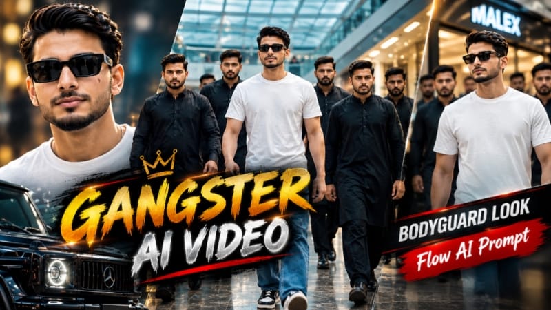 Gangster Style Mall Walk AI Video  | Bodyguard Look | Flow AI Prompt